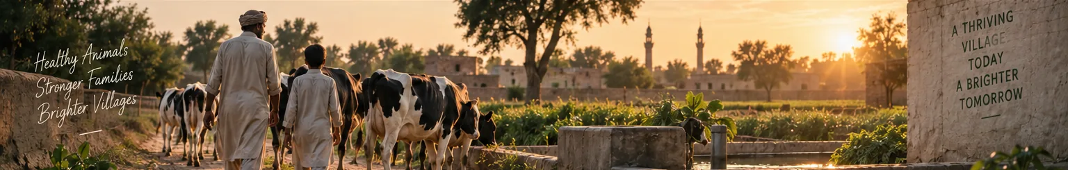 Village farmers walking named cows toward the communal farm at sunset